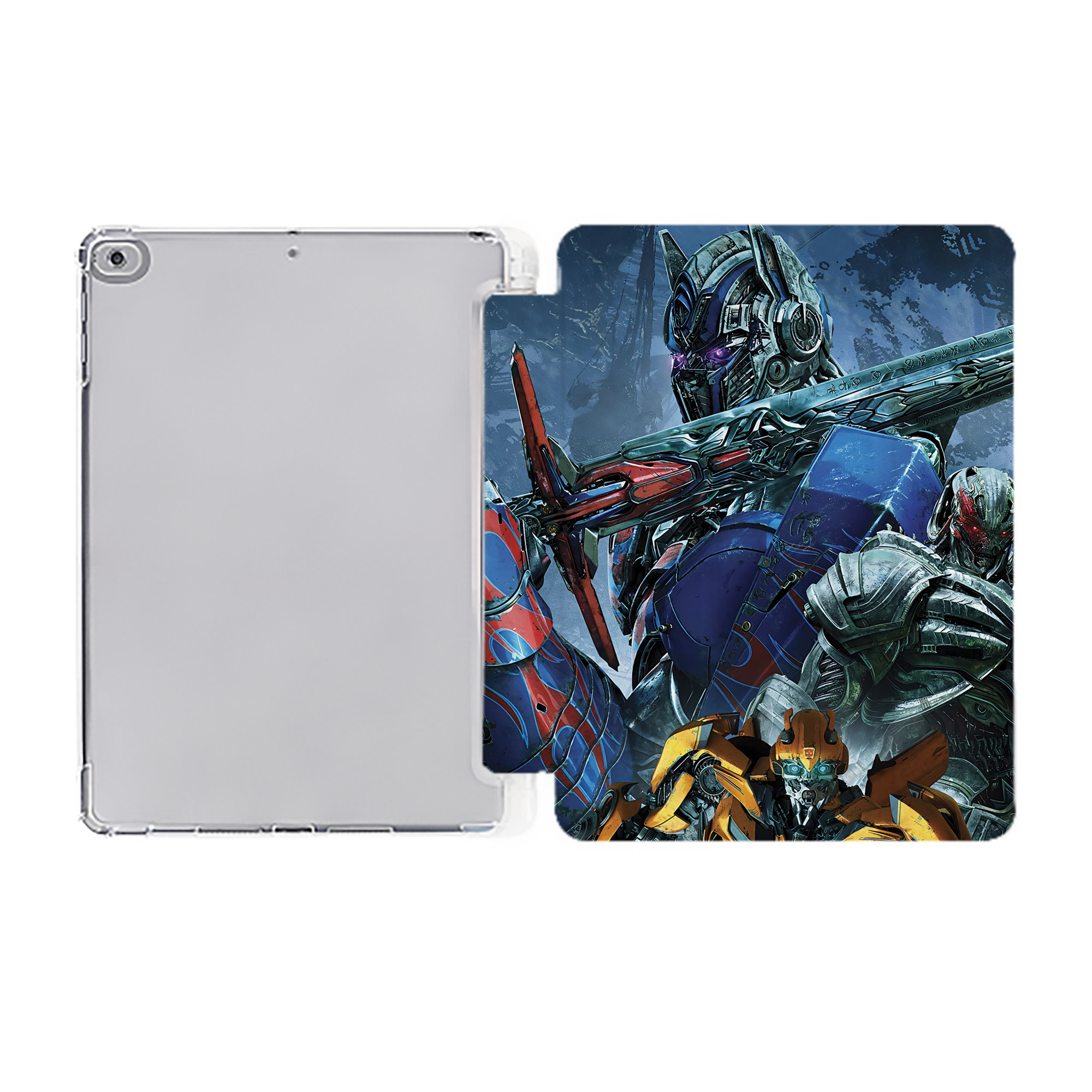 （画像用） Transformers トランスフォーマー IPad ケース ペン収納付き 三つ折りスタンド PUレザー×シリコン 対応機種9.5/10.5/10.9インチ